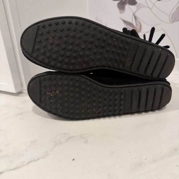 Minnetonka Classic Fringe Black Suede Ankle Boots Back Zipper EUC 7 - Picture 7 of 7